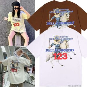 디자이너 패션 의류 럭셔리 티 Tshirts 힙합 하이 스트리트 스타일 RRR 문자 기사 인쇄 123 느슨한 둥근 목 짧은 슬리브 Tshirt 남자 부부 패션 Summ