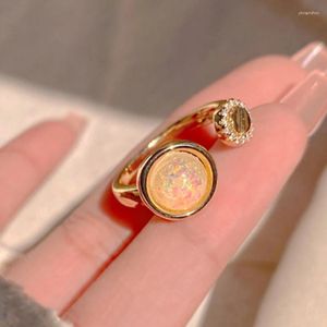 Anéis de cluster luxo ouro cor zircon super brilho bling flash tudo coreano aberto para mulheres acessórios estilo retro jóias itens