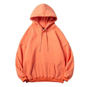 Men's Hoodies Mens Solid Color Loose Pockets Drawstring Sweatshirts Outdoor Sports Tracksuits Hooded Tops Oversize Leisure Pullovers
