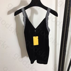 V Neck Tank Top Women Sexy Thin Sleeveless Camisole Fashion Designer Print Pullover Backless Sports Vest