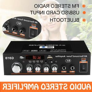 フリーシッピング12V/220V/110V 360W Bluetooth Stereo Mini AmplificadorオーディオパワーアンプFM SD HIFI 2CH AMP Audio Music Player for Car Dxvr