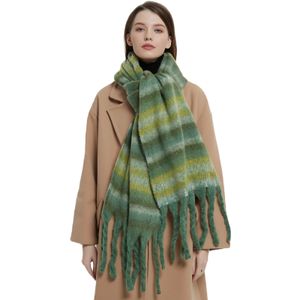 Halsdukar Hanipa Autumn Winter Luxury Scarf Women Designers för förtjockad hästsvans fransad frans varm halsduk sjal 231116