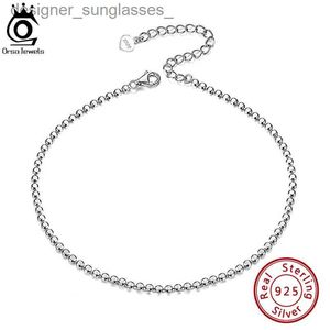 Anklets Orsa Jewels 925 Sterling Silver New Tren Flat Beadsチェーンアンクレット女性シンプルな気質セクシーなホットチェーンアンクルジュエリーSA13L231116