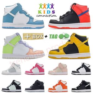 Top Quality aaa+ Big Kid Shoes Duncks Panda High Low Kids Sneakers With Box OG childrens boys girls Grade school Trainers Syracuse toddler youth Designer Sneakers