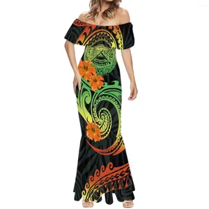 Casual Dresses Cumagical Party Fashion Sexig One-Shoulder Hawaiian Tattoos Print Beach Dress Formal Occasion Women's Short Sleeve Fishtail