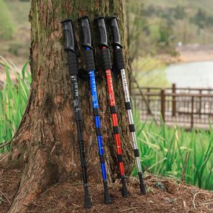 Ski Poles Outdoor aluminum trekking stick for the elderly walking stick ski pole straight handle T handle bent handle telescopic stick. 231116