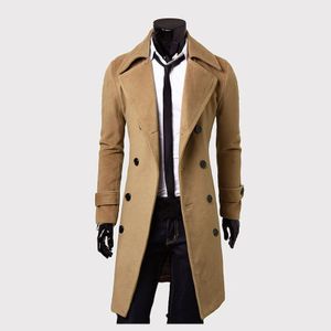 Jaquetas masculinas homens velo quente windbreaker jaqueta inverno fino elegante trench coat duplo breasted longo elegante 231115