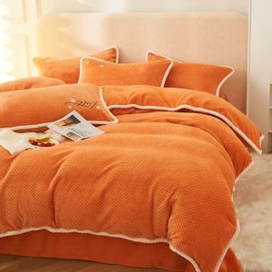 Conjuntos de cama Babe Velvet Flannel Duvet Capa Laranja Soft Keep Bed Quilt Covers 220x240 Lavagem Cama Quente Coral Fleece Cobertor Home Têxteis 231116