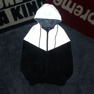 Herrjackor mäns full reflekterande jacka lätta hoodies kvinnor jackor hip hop vattentät vindbrytare huva streetwear rockar man överdimensionerad 231116 708