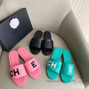 2023 Paris Designer Women Black Flat Sandals Slides Mule Letter Shoe Luxury Brands Shoes Woman Ladies Summer Flip Flops double Slippers Fashion c Slide jelly