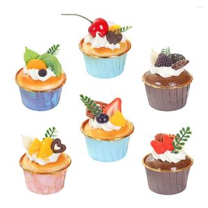 Decoração de festa 6 PCs Cupcake Ornament Artificial Sobers Toppers Supplies Home Supplies Simulation House