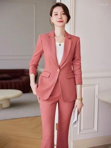 Kvinnors tvåbitar byxor formella enhetliga stilar byxor med och jackor kappa för kvinnor affärsarbete slitage kostymer professionella byxor set