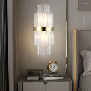 Lampa ścienna nordycka złoty luksusowy kryształ wewnętrzny do salonu sypialnia nocna prosta światło LED