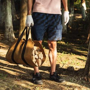 Aufbewahrungstaschen Gewachste Brennholz-Segeltuch-Holztasche mit hochwertigem, reißfestem, platzsparendem Material für Picknick-Camping-Grill