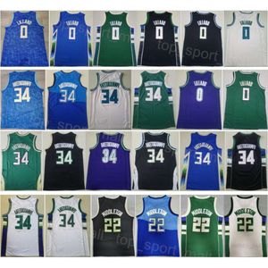 Stitched City Basketball Giannis Antetokounmpo Jerseys 34 Men Damian Lillard 0 Khris Middleton 22 Black Blue White Green Team For Sport Fans Earned Icon Shirt Sale