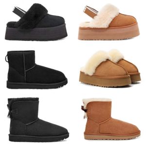 Designer fluffiga snöstövlar mini kvinnor vinter australia plattform ug boot päls toffel ankel ullskor fårskinn riktigt läder klassisk märke casual utanför vattentät