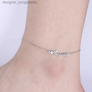 Anklets Cazador Personalized Custom Name Anklet for Women Gold Color Stainless Steel Chain Barefoot Anklet Leg Bracelets Jewelry 2023L231116