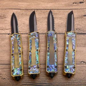 Top Quality Gold Handle AUTO Tactical knife 440C 58HRC Black Two-tone Blade 4 Option Models EDC Pocket Knife Gift knives with nylon bag Xmas Gift