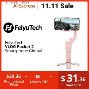 Stabilizers FeiyuTech Official VLOG Pocket 2 MINI Handheld Smartphone Gimbal Stabilizer selfie stick for iPhone 14 13 12 Samsung Q231116