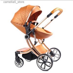 Passeggini # 2023 Nuovo set di passeggini per neonati 2 in 1 Carrozzina a guscio d'uovo 2023 Neonati Carrozzina pieghevole per bambini Carrello per bambini di lusso con paesaggio alto Q231116