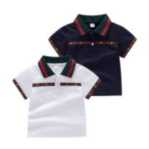 Barn sommar bomullst-shirts Baby Boys Girls Turn-Down Collar Polo Shirts Kort ärm toppar barnkläder BH118