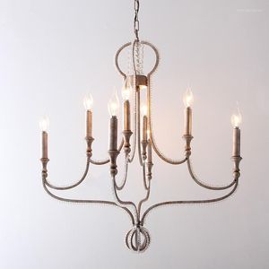 Hängslampor American Crystal Chandelier Restaurant Light Iron Creative Personality Living Room Study Art Bedrum