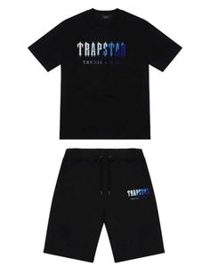 メンズトラップスターTシャツ半袖プリント衣装チェニルトラックスーツブラックコットンロンドンストリートウェアクラシックデザイン33ess