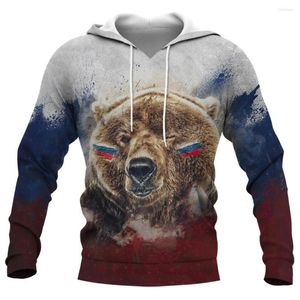 Herren Hoodies Tier Kapuzenpulli Für Winter Herren Harajuku Russischer Bär Muster Retro Kleidung Pullover Shirt Lässige Straße Lose