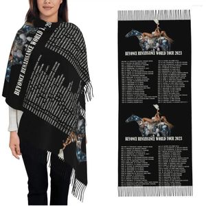 Lenços 2023 Beyoncé Renaissance Shawl Wraps para Senhoras Quente Grande Lenço Longo World Tour Neckerchief