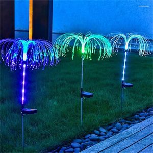 Fiber Optic Jellyfish 7 Colors/warm Lights Outdoor Lawn Led Plastic Garden Buildings Lighting Decoration