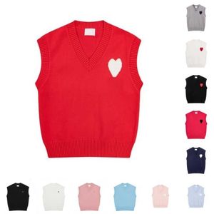 Amis Vest Sleeveless Sweater v Neck Paris Fashion Knit Jumper High Street Sweat Winter Am i Heart Coeur Love Jacquard Amisweater F463