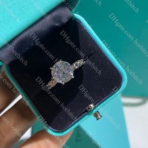 2 Karat Diamant-Ring, Designer-Verlobungsringe für Damen, modisch, Sterlingsilber, Hochzeitsschmuck, Weihnachtsgeschenk für Damen, mit Box