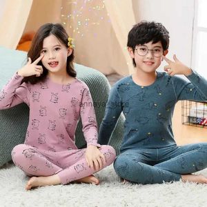 Pijama çocuk termal iç çamaşırı set kızlar kızlar uyku pijamalar gündelik bebek çocuklar sıcak elbise yumuşak sonbahar kış uykusuz ev wearl231116