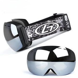 Outdoor Eyewear Snap on Double Layer Lens PC Skiing Anti fog UV400 Snowboard Goggles Men Women Ski case 231115