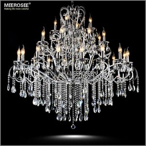 Duże 28 ramion kutego żelaza żyrandol kryształowy rozkładanie światła Chrome Luster de Sala Crystal Lampa wisząca oświetlenie wewnętrzne do foyer willa