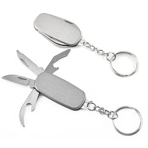 Portable Bottle Opener Keychains Mini Folding Knife Keychain Multifunctional Key Knife Keyring Key Chains