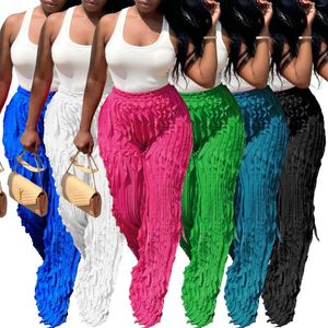 Men's Pants Women's Elastic Waist Mesh Wave 2023 Autumn European And American Pattern Ruffle Edge Loose High Wide Leg