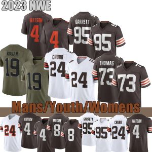 95 Myles Garrett 24 Nick Chubb Custom Football Jerseys Deshaun Watson Amari Cooper Owusu-Koramoah Denzel Ward Donovan Peoples-Jones Cedric Tillman Elijah Moore Kids