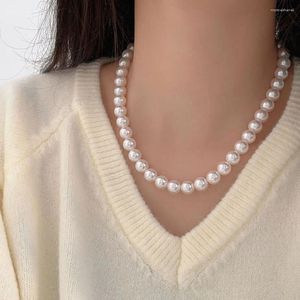 Catene Collana girocollo in argento sterling S925 con catena di perle per le donne Commercio all'ingrosso di gioielli di moda con pendente a conchiglia d'amore