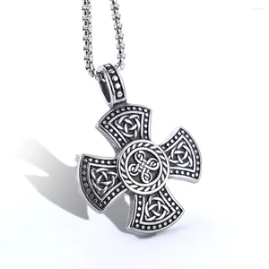 Pendant Necklaces Vintage Nordic Rune Viking Cross Knot Necklace Charm Men's Hip Hop Punk Accessories Party Gifts Jewelry Wholesa
