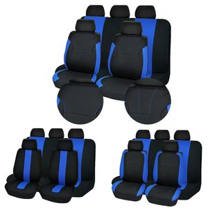 Upgrade Sporty Blue 4/9 Pcs Universal Polyester Car Seat Covers Full Set Airbag Compatible Accessories Interior Auto Part