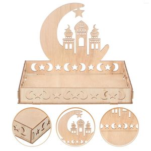 Storage Bottles Tray Ramadan Eid Plate Mubarak Serving Food Holder Display Party Plates Wooden Muslim Tabletop Breakfast Cake Container