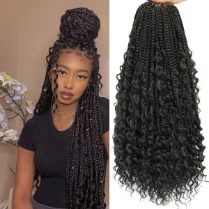Synthetic Curly Faux Locs Crochet Hair 18 Inch Goddess Locs Crochet Hair Synthetic Braids Boho Style Hair Extensions