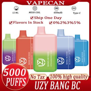 UZY Bang Box 5000 Puffs Disposable vaper 5K 5000 puff E Cigarettes BC Elf Bang Cigarette Vape elfbar BC5000 Disposable Vapes Pen Device 650mah 11ml Cartridge Pod Bar