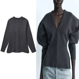 Kvinnor C Cape Traf Women Wide Sleeve Knit Cardigan V Neck Långärmar Casual Loose Sticke Treat A Line Mini Kjol 231116