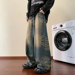 Herr jeans 2023 trendiga hiphop byxor amerikansk vintage vår höst hip-hop lösa breda ben streetwear pantalon homme