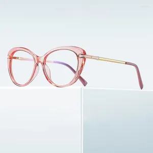 Óculos de sol feminino moda gato olho forma óculos ópticos quadro com receita prescrição feminino óculos elegante aro completo TR-90 plástico mulher