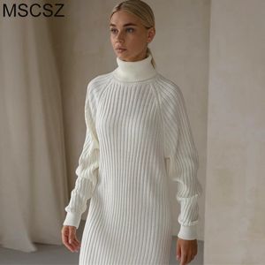 Basic Casual Dresses Turtleneck Knitted Mini Dress Ribbed Short Autumn Winter Dresse Long Sleeve Oversized Sweater Pullover 231116