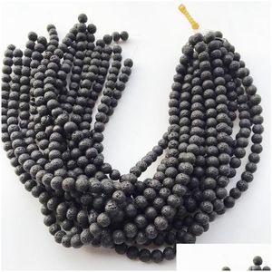 Charms 8Mm Natural Lava Rock Stone Beads Diy Essential Oil Diffuser Pendants Jewelry Necklace Earrings Making Drop Delivery Dhgarden Dhfux