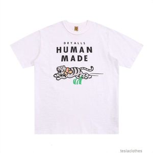 Дизайнерская модная одежда Роскошные футболки Правильная версия Human Made Slub Хлопок Лето Новый шарф Тигровый принт Шею Пара Футболка с коротким рукавом Тенденция